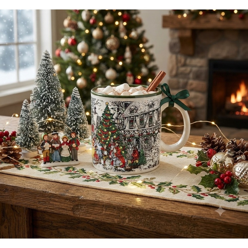 Vintage 1987 Potpourri Press Marvelous Mugs Victorian Christmas Village Mug